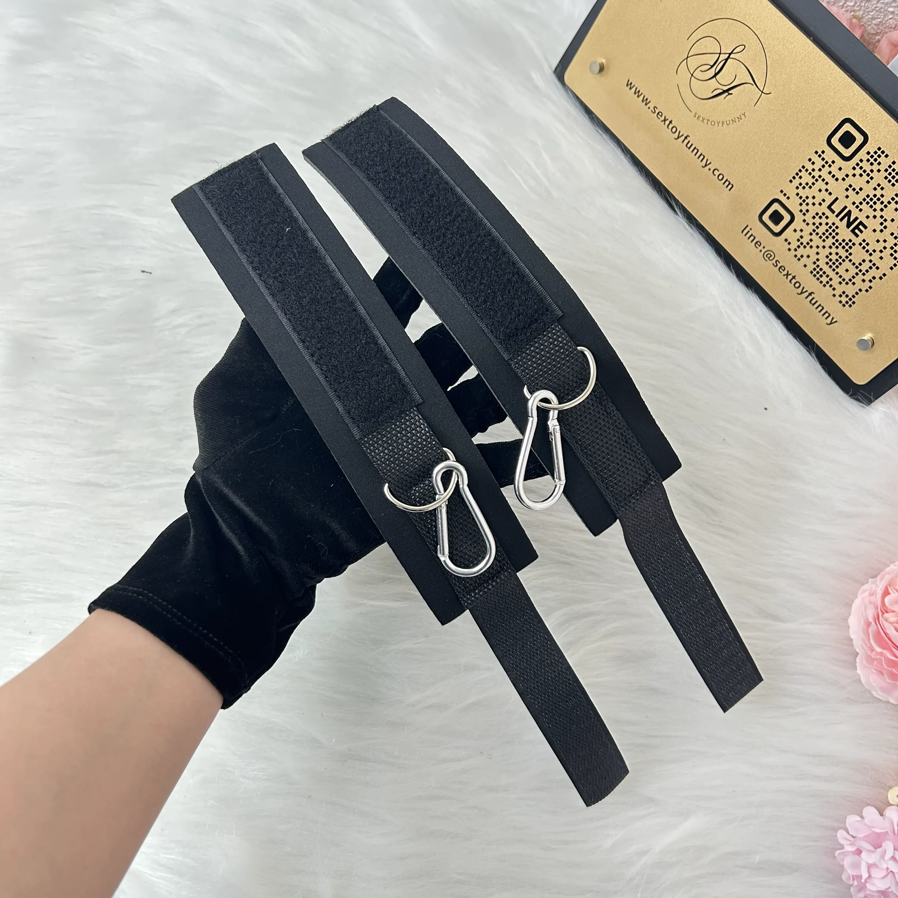Plush Cotton Sex Position Restraint with Cuffs - Adjustable Bondage Set