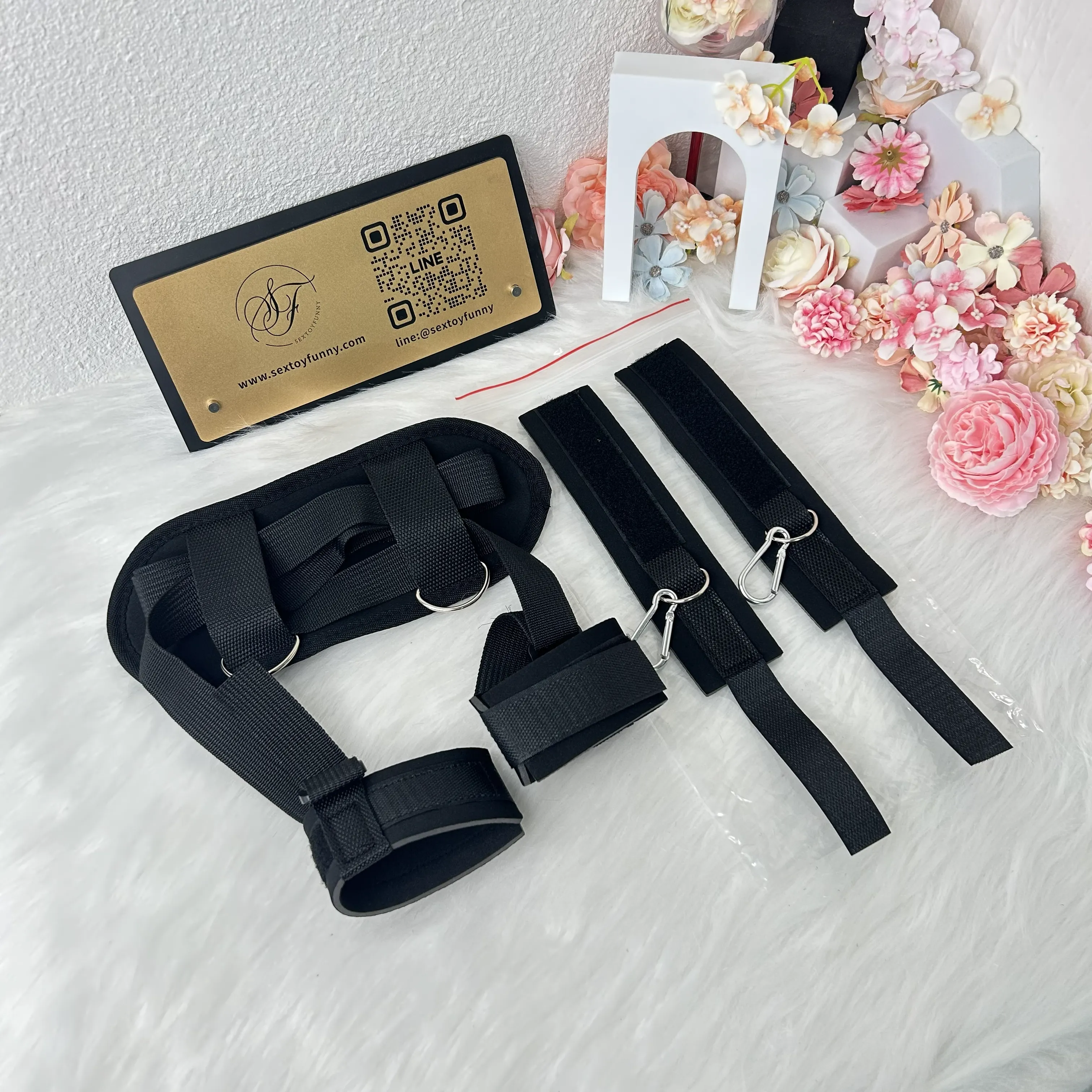 Plush Cotton Sex Position Restraint with Cuffs - Adjustable Bondage Set