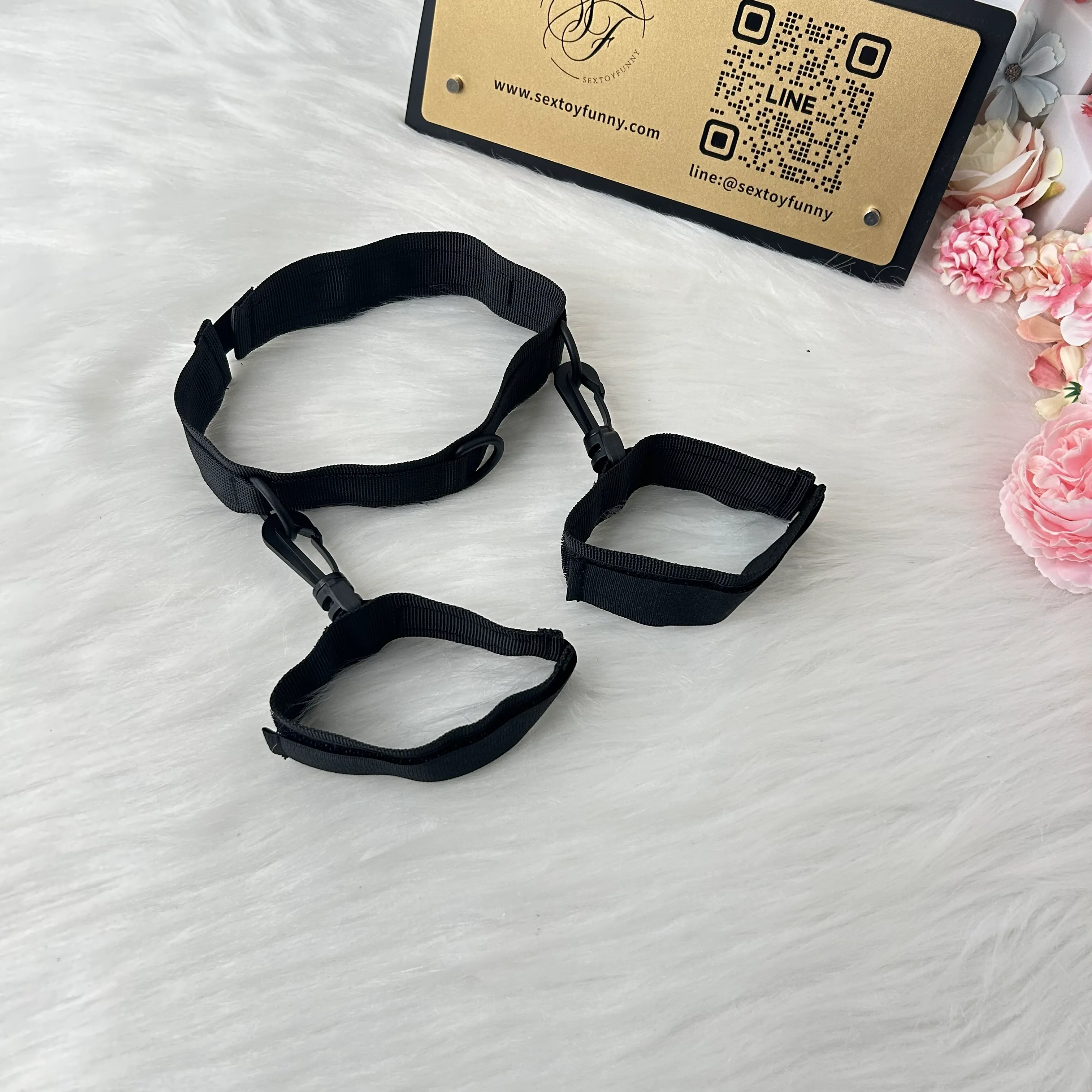 ปลอกคอสำหรับเล่นบทบาท BDSM วัสดุโพลีเอสเตอร์ กุญแจมือ ปลอกคอ พันธนาการ