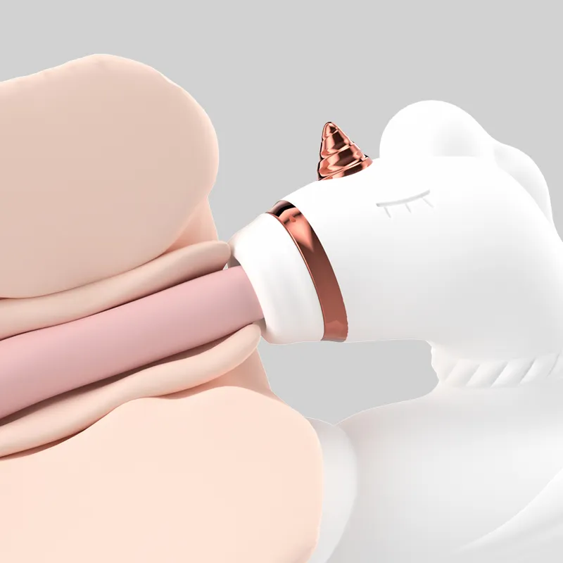 เครื่องนวด AV 10 ระดับความสั่นสะเทือน + ดูด + ยืดหด ระบบทำความร้อนอุณหภูมิคงที่ รูปลายยูนิคอร์น + ตัวเครื่องแบบเกลียว|GALAKU