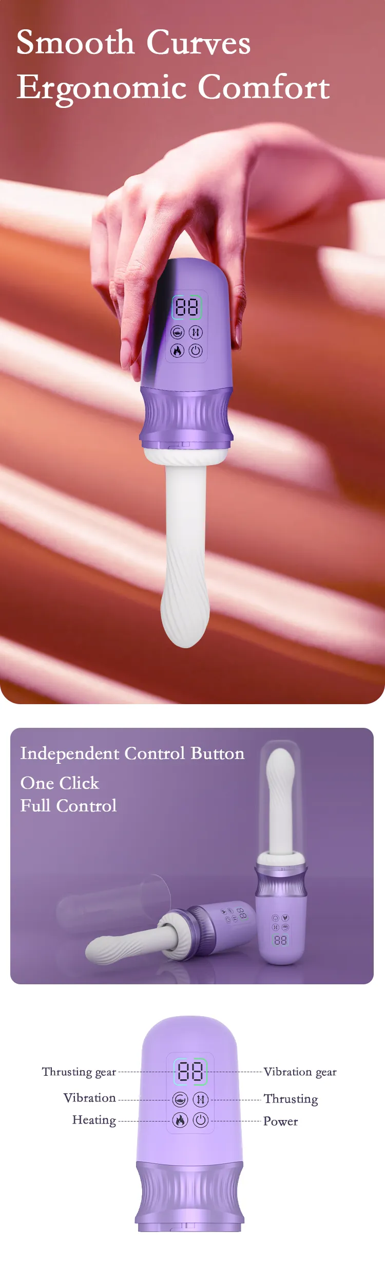 Thrusting & Vibrating APP Heating LCD Display Sex Machine