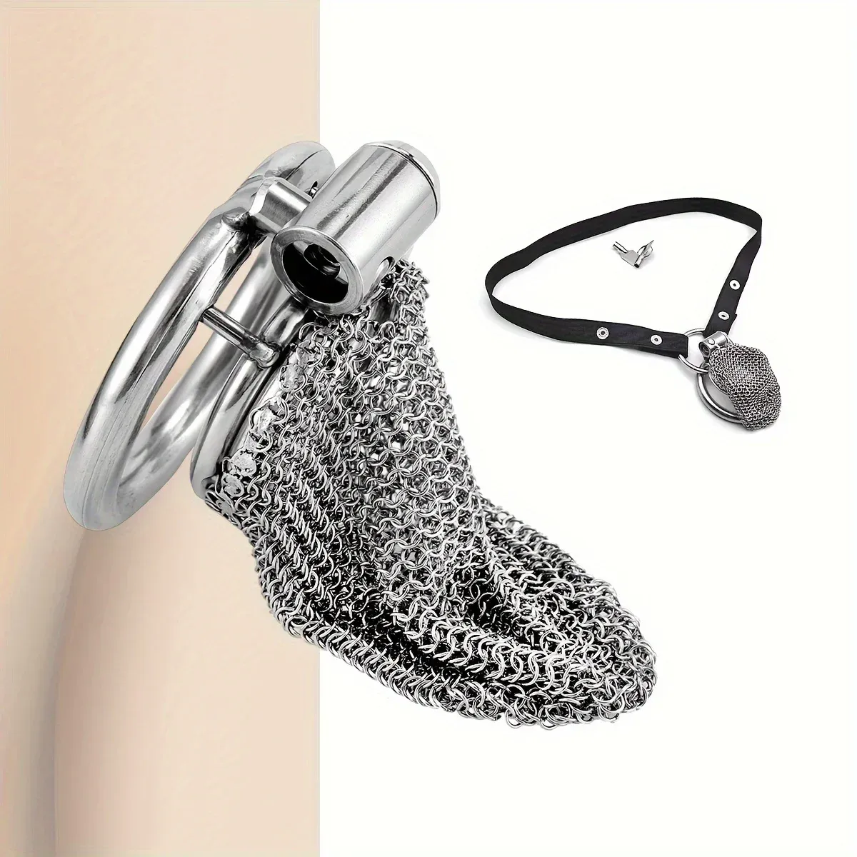 FRRK Stainless Steel Hollow Mesh Chastity Cage Long Version