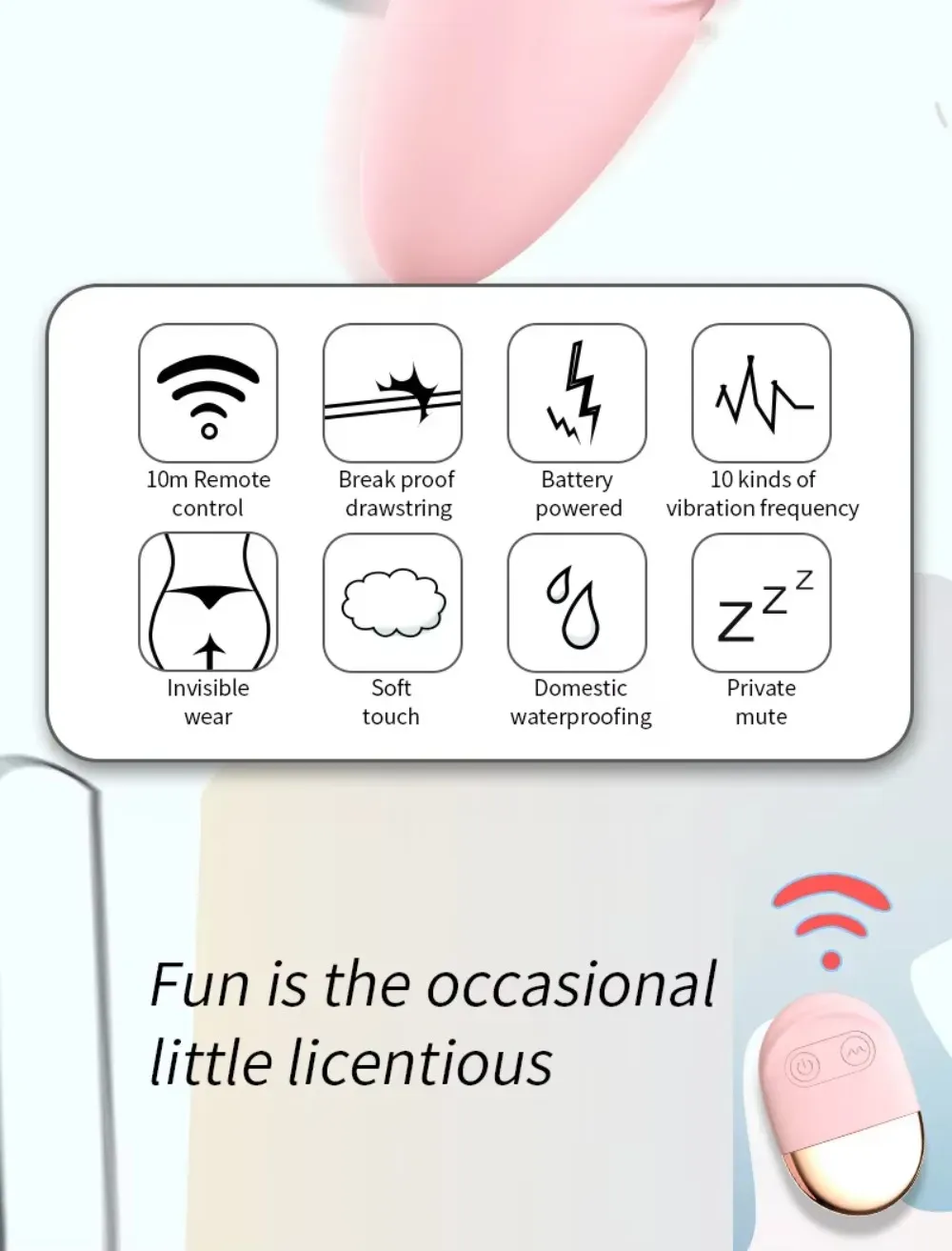 10 Frequencies Breathing Light Remote Control Vibrating Egg