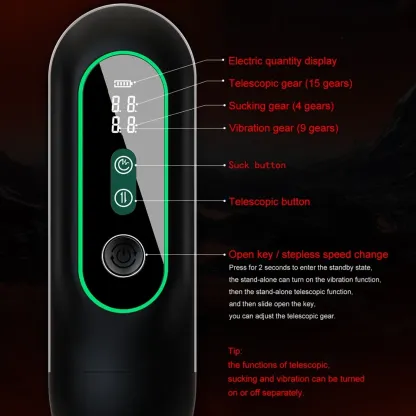 Suction+Vibrating+Thrusting Male Masturbator Display Screen
