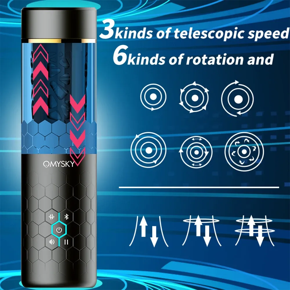 6 Thrusting + 3 Rotation Male Masturbator Bluetooth Connection
