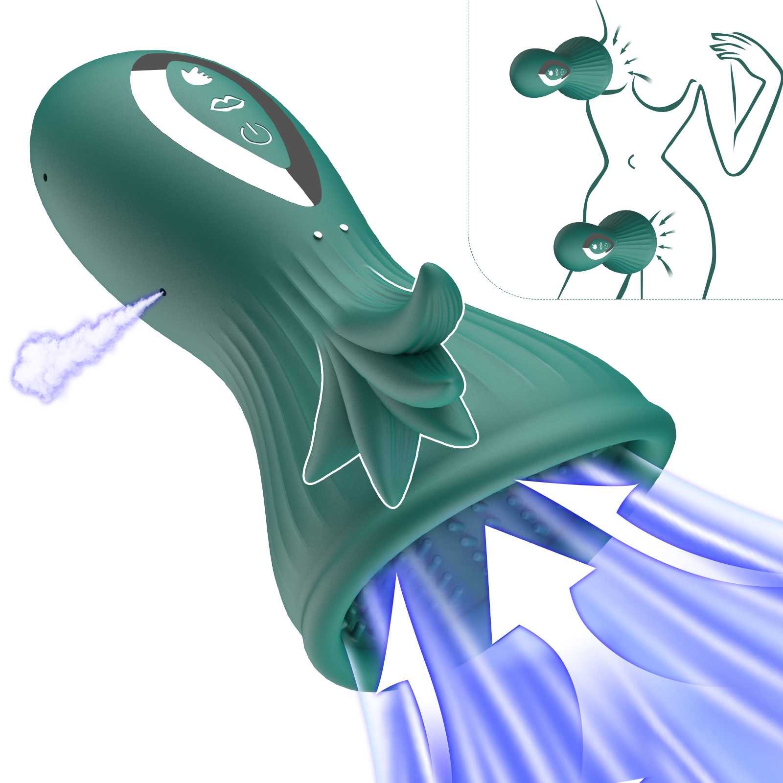 เครื่องกระตุ้นนมและช่องคลอด มอเตอร์พลังสูง 7 ความถี่การหมุน 7 ความถี่การเลียนแบบการเลีย 2 โหมด กันน้ำระดับ IPX7-sextoyfunny