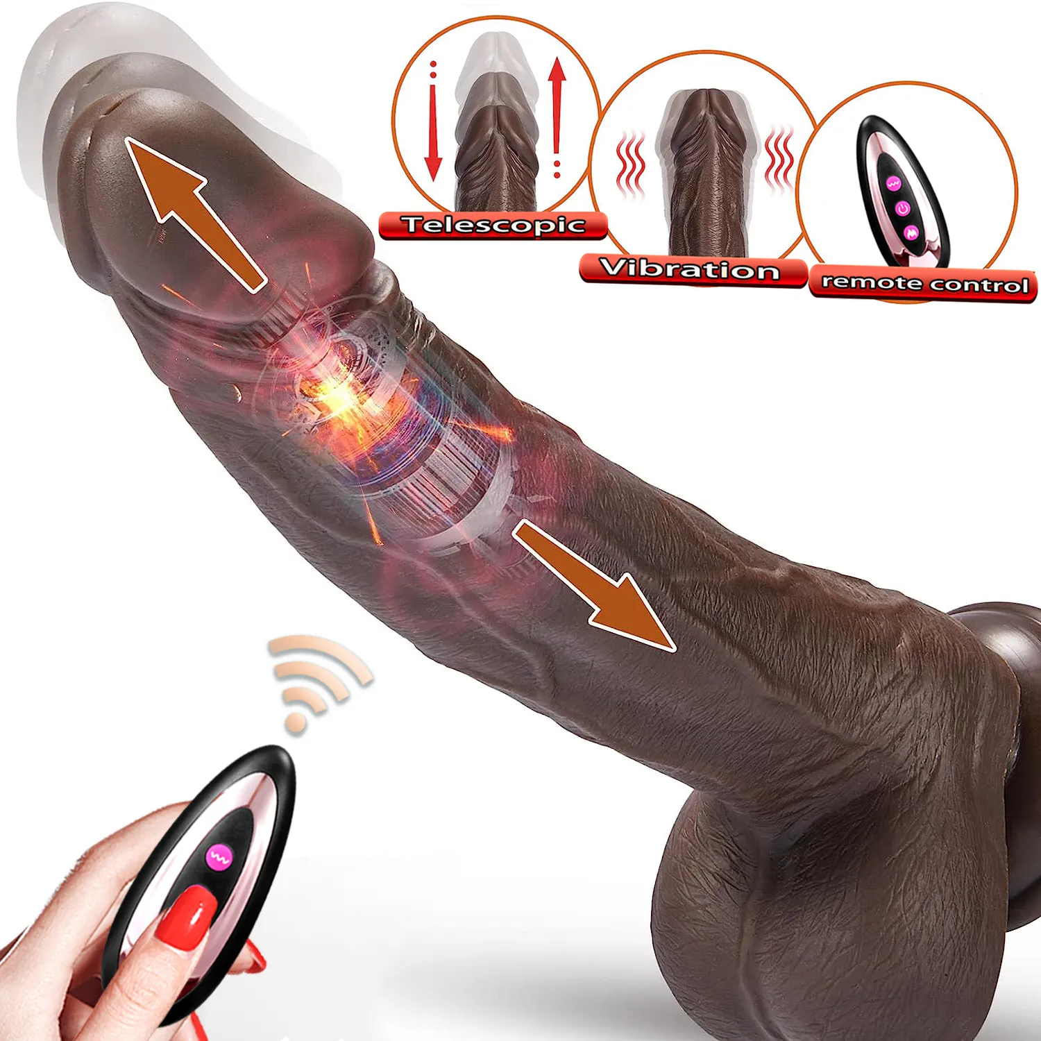 Heatable Vibrating&Thrusting Remote Control Realistic Dildo