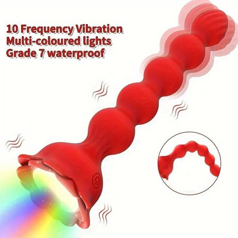 Beaded Design Prostate Massager Base With 7-Color Lighting