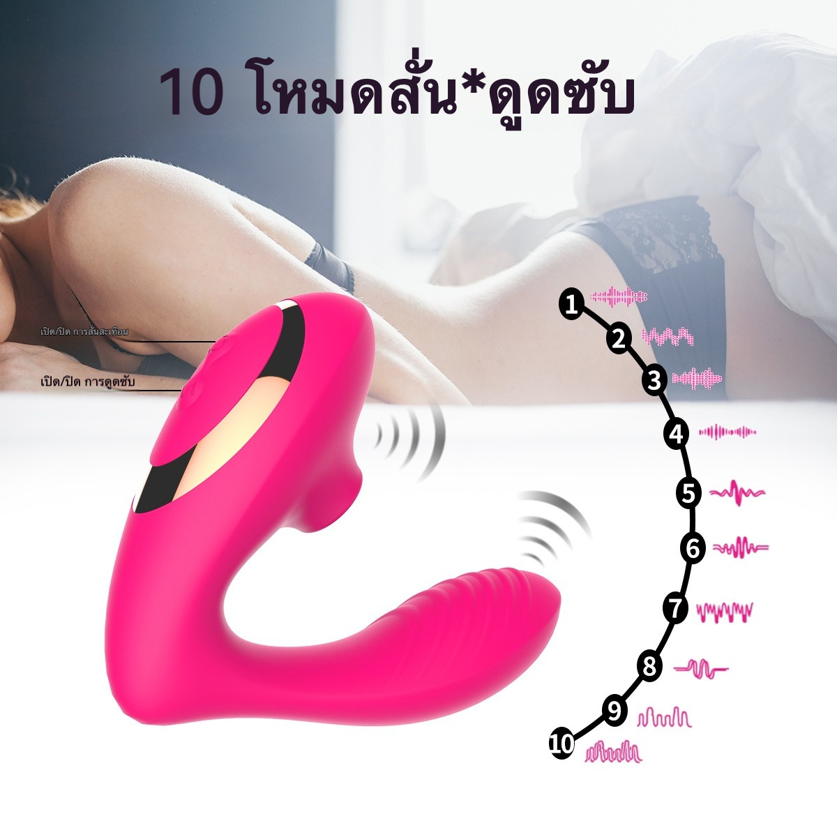 เครื่องนวดหลายฟังก์ชัน มอเตอร์คู่ 10 ระดับการสั่นสะเทือน 10 ระดับการดูด เงียบสุดขีด กันน้ำ IPX6| BURN-sextoyfunny