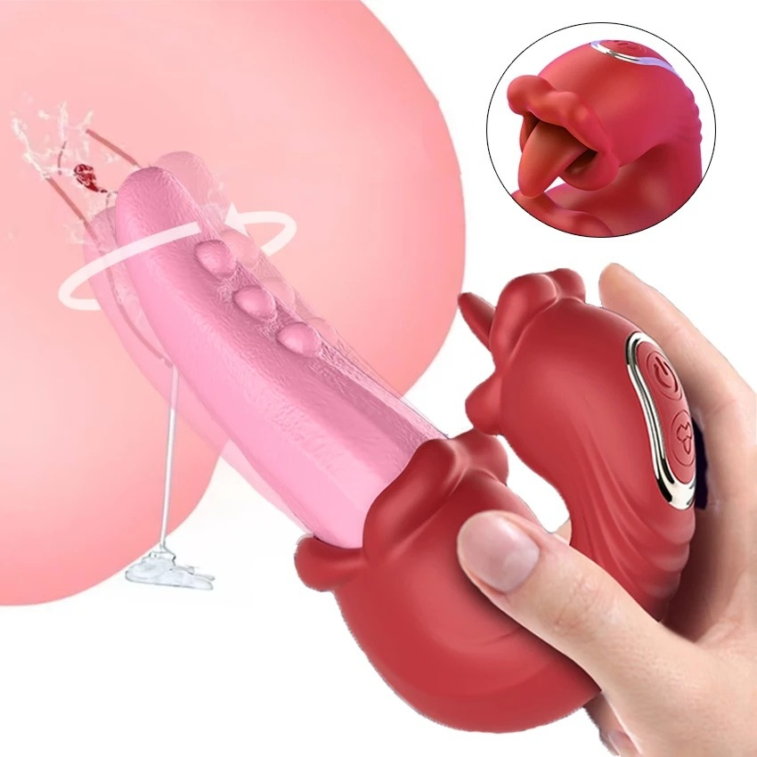 เครื่องนวดหลายฟังก์ชัน ความถี่การสั่น 5,000 ครั้งต่อนาที 3 มอเตอร์ 10 ความถี่คู่ ออกแบบเลียนแบบเหมือนจริง-sextoyfunny