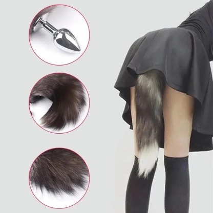 W0435 ปลั๊กทวาร หางจิ้งจอก หลายสีให้เลือก ดีไซน์รูปหยดน้ำ วัสดุโลหะ