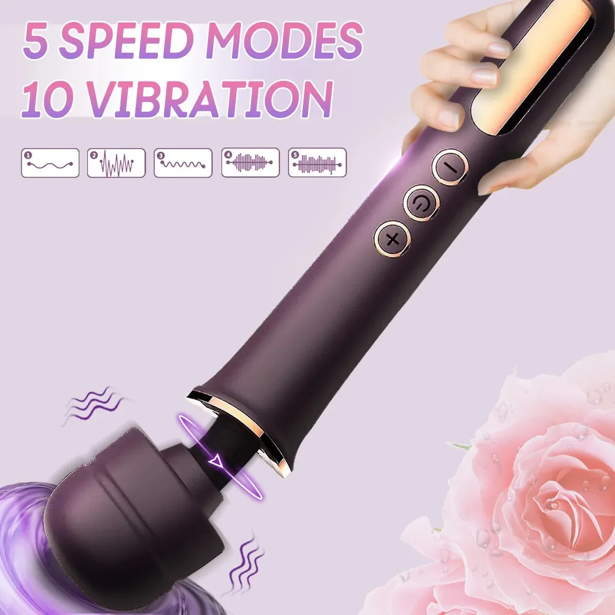 5 Speeds 10 Frequencies Piano Lacquer AV Wand Vibrator