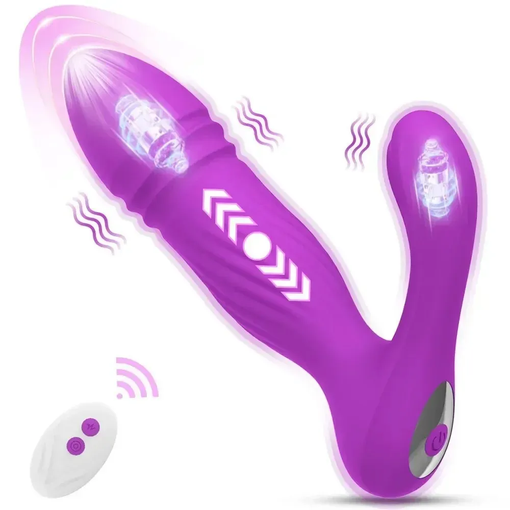 ของเล่นประตูหลัง เครื่องนวดต่อมลูกหมาก มอเตอร์คู่ รีโมทควบคุม