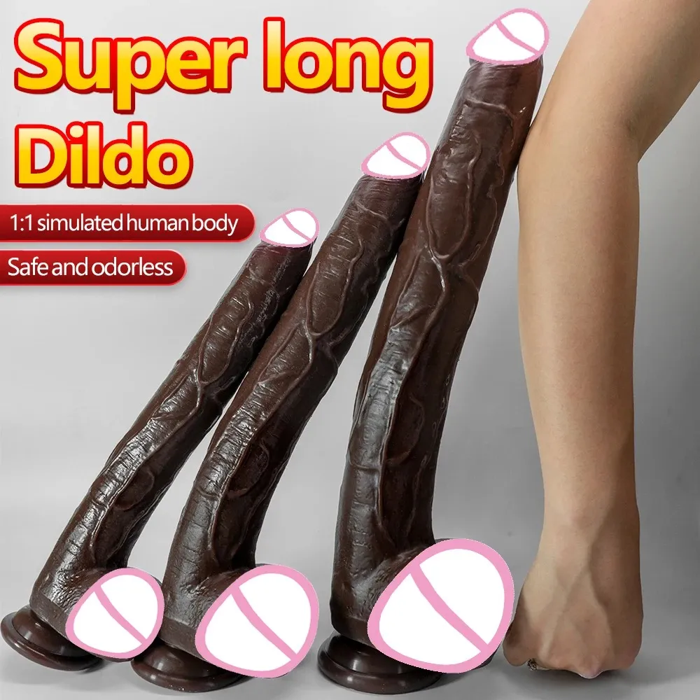 Black Extra-Long Liquid Silicone Dildo 3 Sizes Available