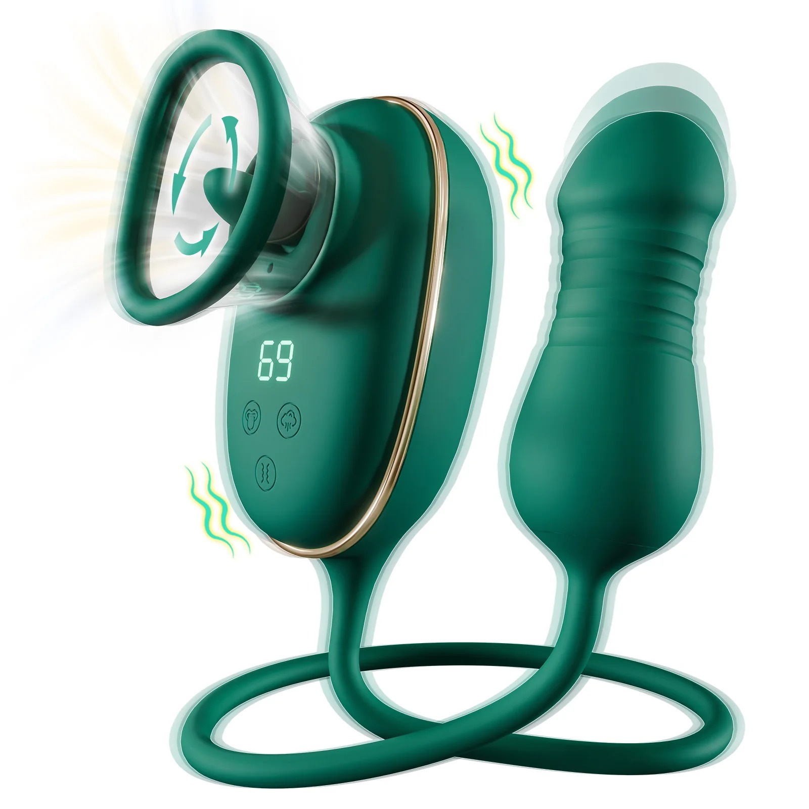 Vibrating + Suction + Licking Tongue Vibrator & Breast Toy 4604英文