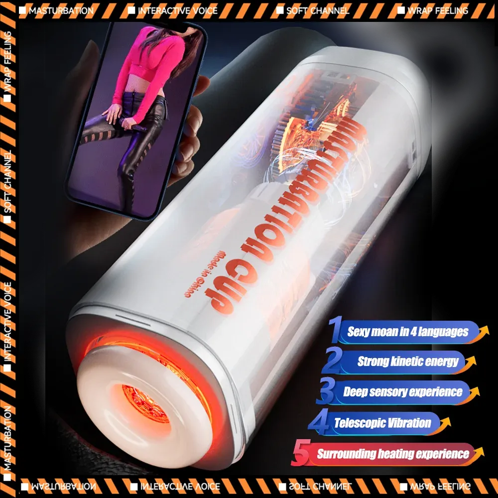 Thrusting & Rotating Male Masturbator Temperature-Controlled