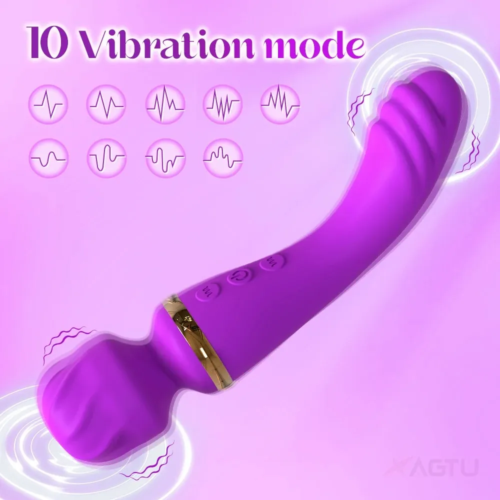 10 Frequencies Dual-Head AV Wand Vibrator 3 Colors Available