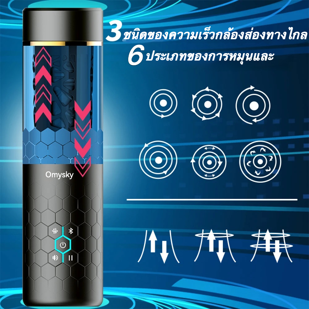 ถ้วยอัตโนมัติ 6 ระดับการยืดหด + 3 ระดับการหมุน เสียงพูดเหมือนจริง การเชื่อมต่อบลูทูธ การออกแบบหน้าต่างมองเห็นได้|omysky-sextoyfunny
