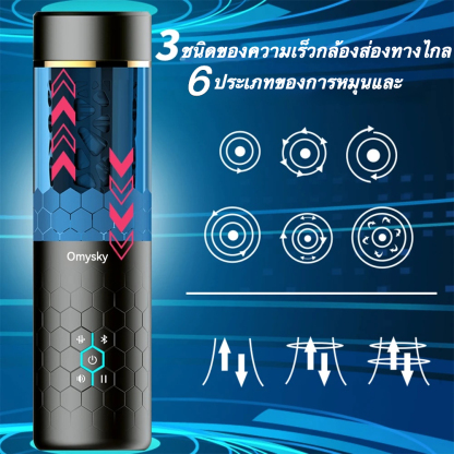 ถ้วยอัตโนมัติ 6 ระดับการยืดหด + 3 ระดับการหมุน เสียงพูดเหมือนจริง การเชื่อมต่อบลูทูธ การออกแบบหน้าต่างมองเห็นได้|omysky-sextoyfunny