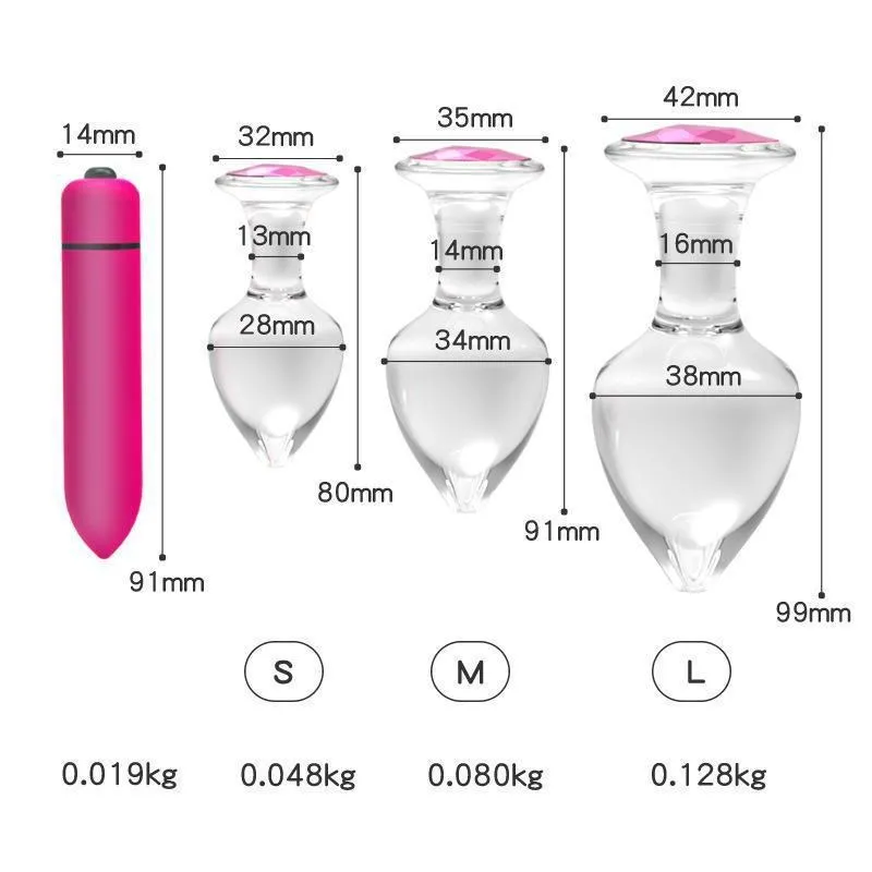 Ice And Fire Drop-Shaped Glass Butt Plug 3 Sizes Available