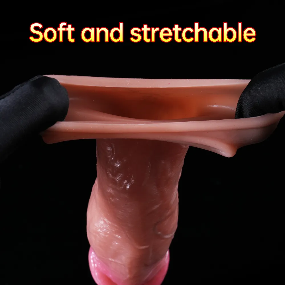 Liquid Silicone Integrated Cock Ring Bionic Penis Sleeve