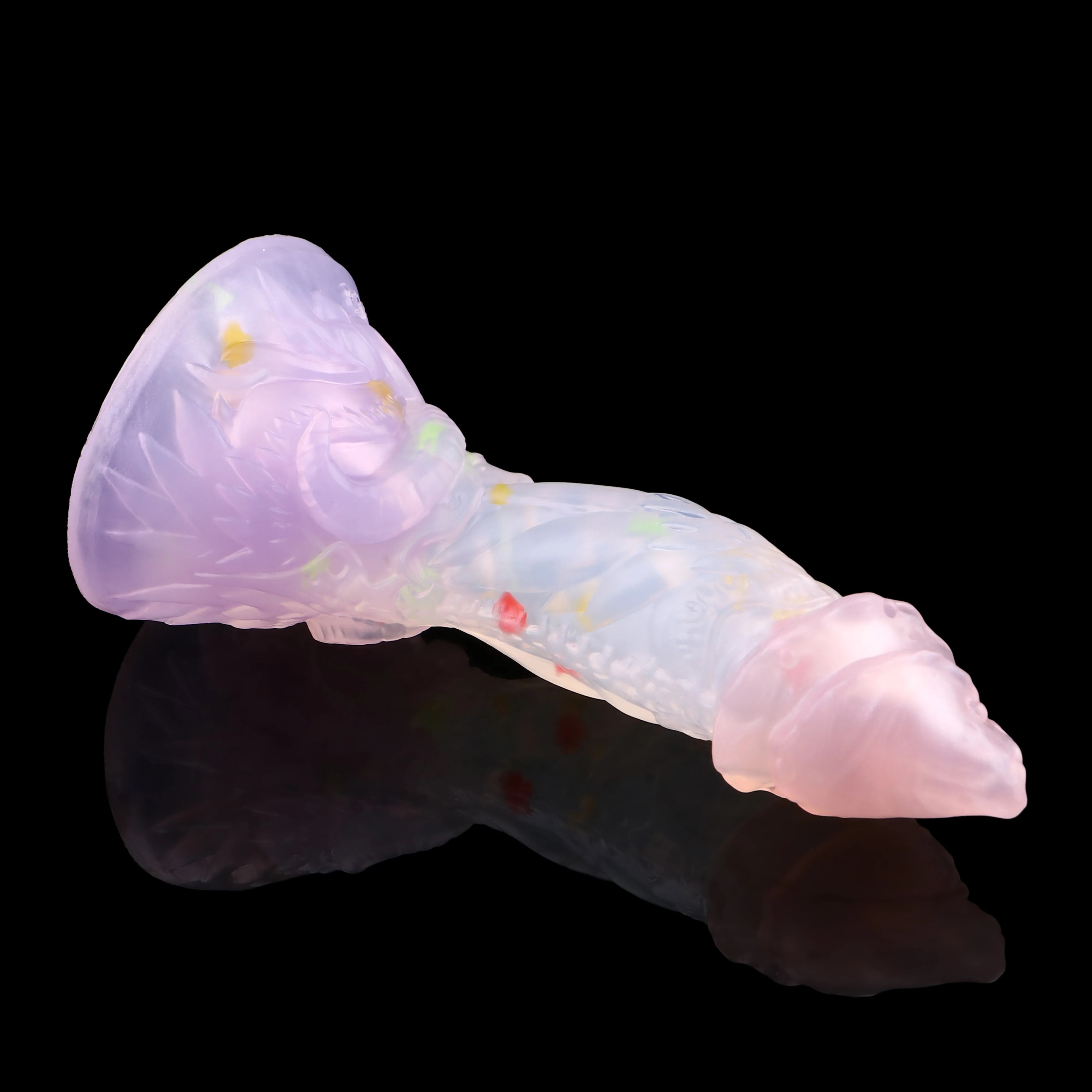 ออกแบบเขาสัตว์แบบแฟนตาซี ลวดลายเฉพาะตัว สีเมทัลลิคเชนจ์ วัสดุซิลิโคนเกรดพรีเมียม แผ่นดูดแรงสูง-sextoyfunny