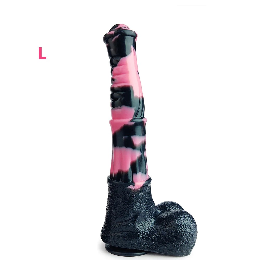 FAAK Pink And Black Liquid Silicone Stallion Dildo