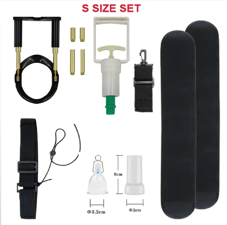 Male 3In1 Adjustable Vacuum Penis Stretcher Set With 3 Sleeves