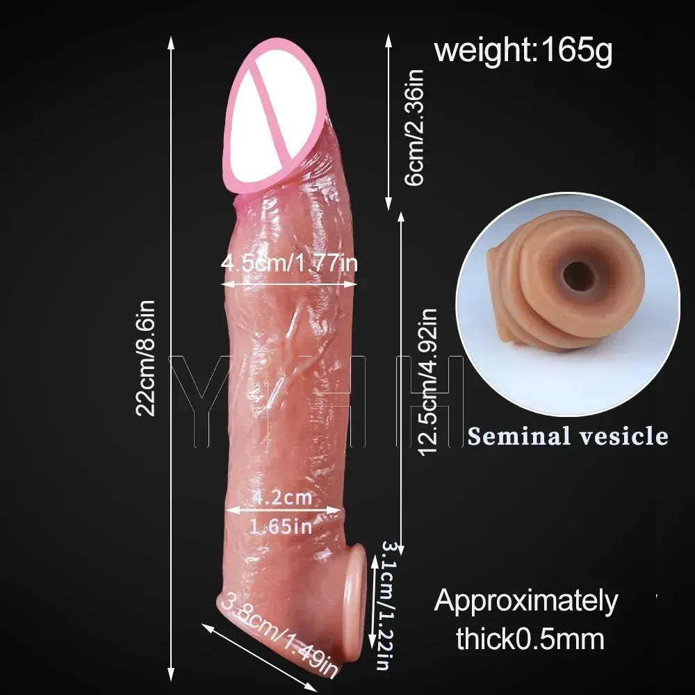 Liquid Silicone Integrated Cock Ring Bionic Penis Sleeve
