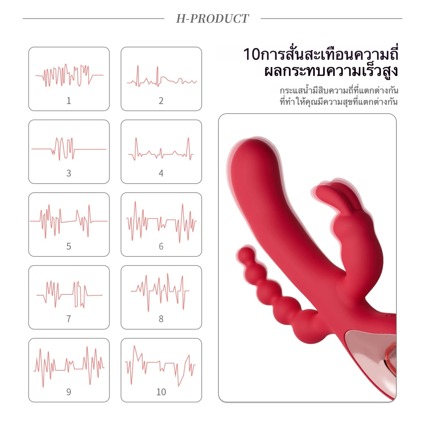 เครื่องนวดหลายฟังก์ชัน 10 โหมดการสั่นสะเทือน กระตุ้นหลายจุด ออกแบบตามหลักสรีรศาสตร์ วัสดุซิลิโคนนุ่มละมุนผิว-sextoyfunny