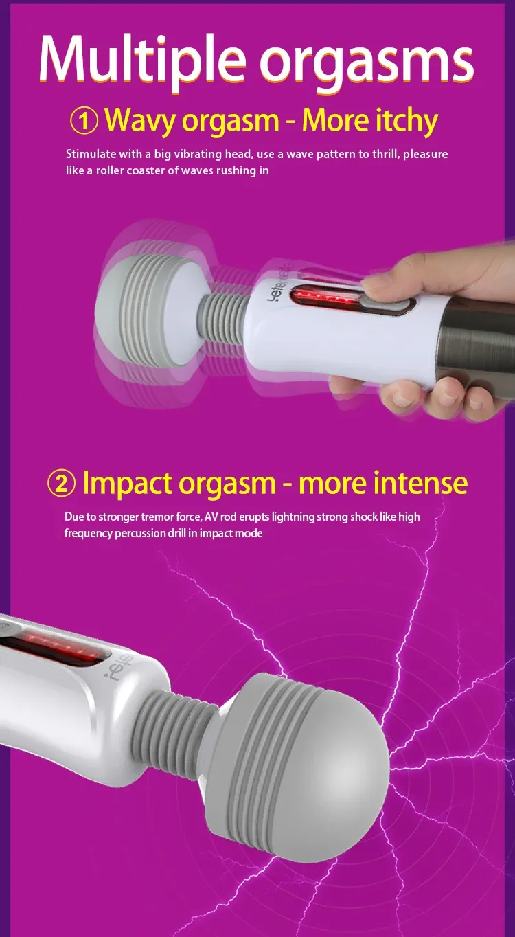 LETEN 5 Vibration Modes 6 Pulse Current Levels Wand Vibrator
