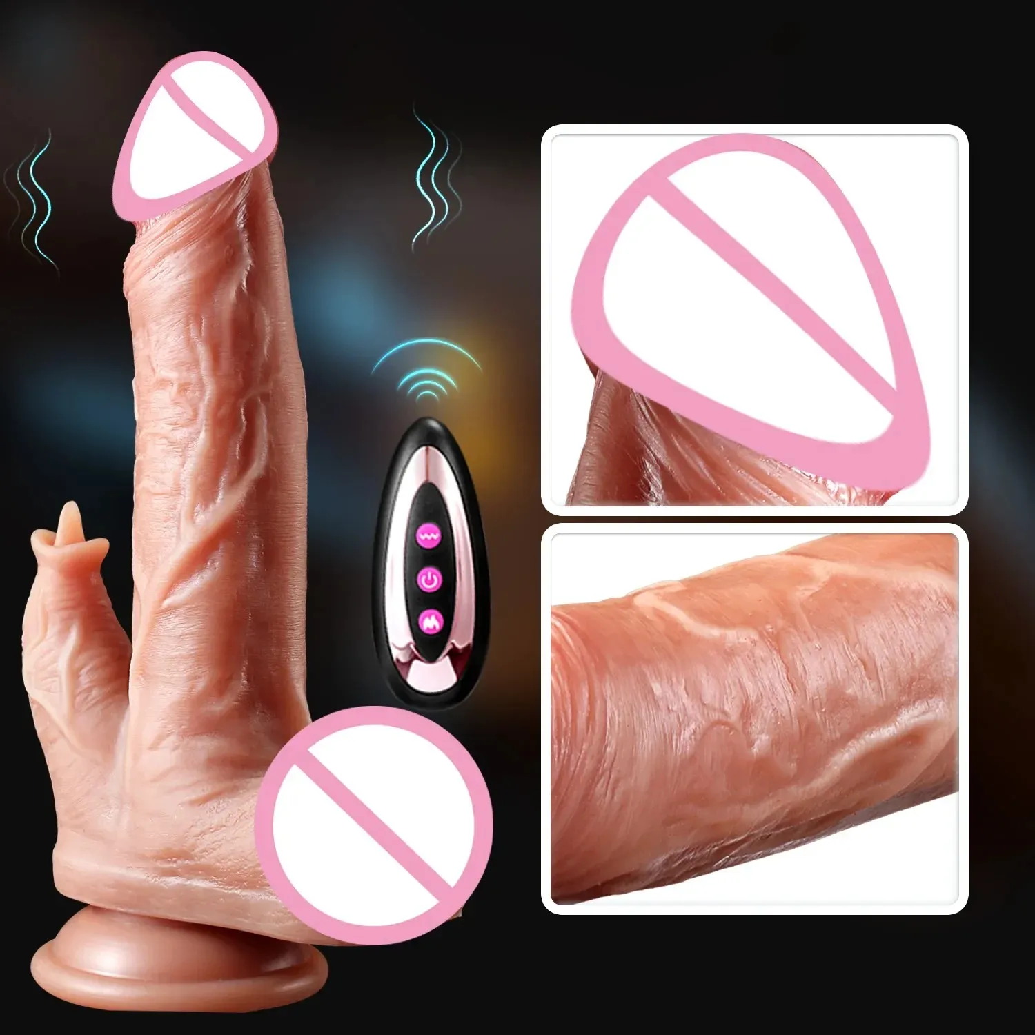 Dual-Head Licking & Thrusting Remote Control Realistic Dildo