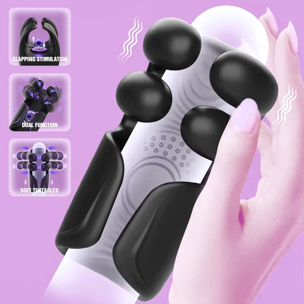 อุปกรณ์ฝึกอวัยวะเพศชาย มอเตอร์ 3 ตัว แรงสั่นสะเทือนสูง 10 ระดับ ทั้งนวด สั่น ตบ 2-in-1 ออกแบบตามหลักสรีรศาสตร์-sextoyfunny