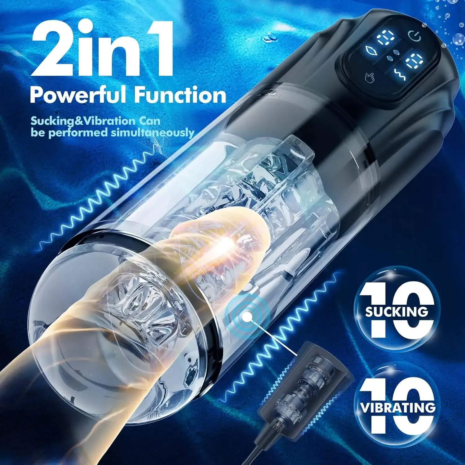 Dual Engines Male Masturbator High-Definition LED Touch Screen