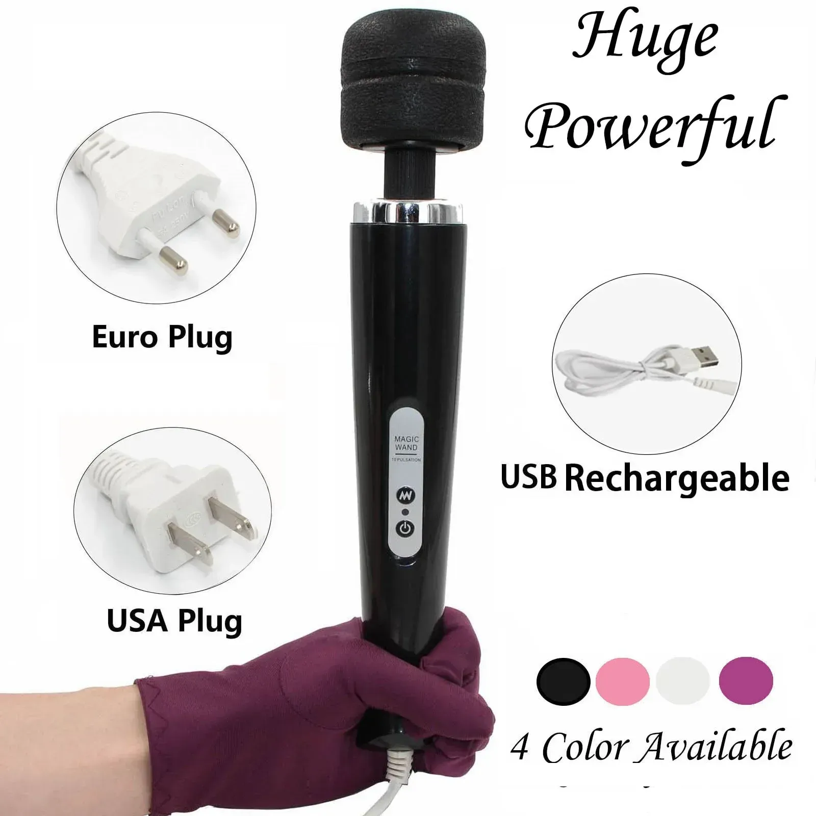 8 Frequencies Large-Area Detachable Head AV Wand Vibrator
