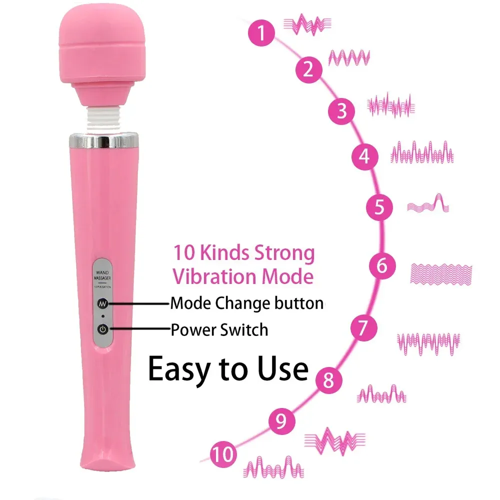 8 Frequencies Large-Area Detachable Head AV Wand Vibrator