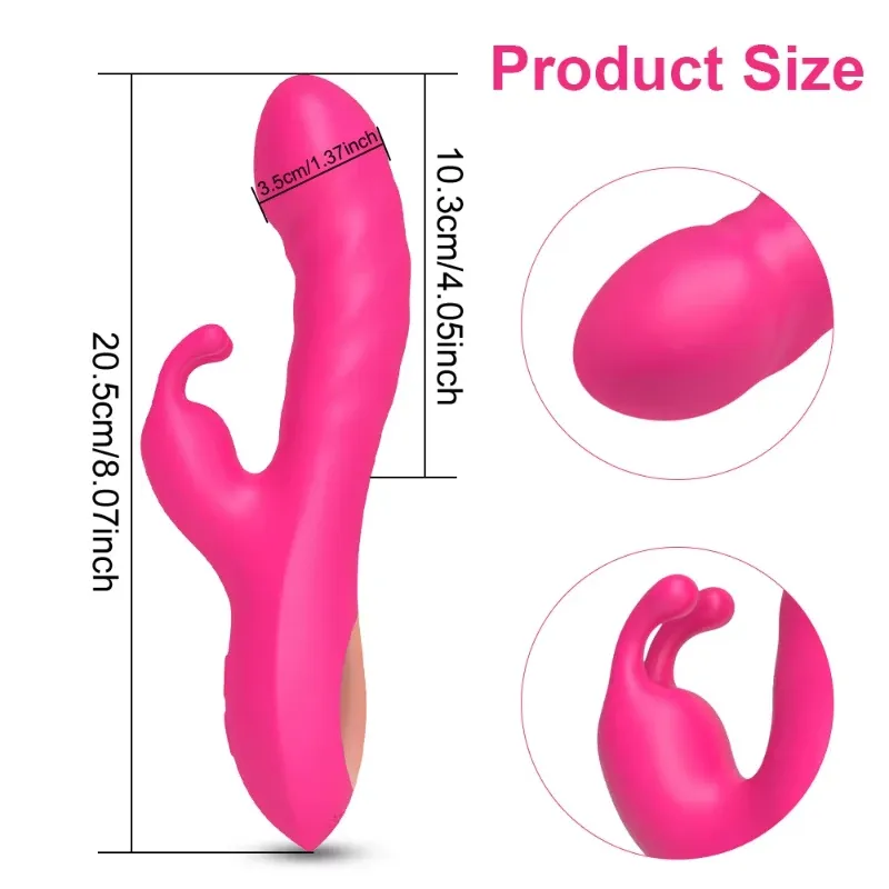 Dual 10-Frequency Rabbit Ear & Glans Shaped Dual Vibrator