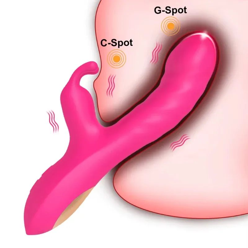 Dual 10-Frequency Rabbit Ear & Glans Shaped Dual Vibrator