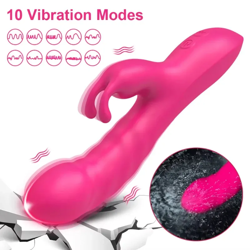 Dual 10-Frequency Rabbit Ear & Glans Shaped Dual Vibrator