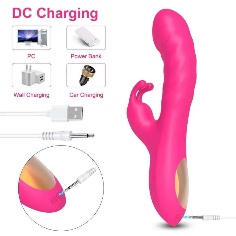 Dual 10-Frequency Rabbit Ear & Glans Shaped Dual Vibrator