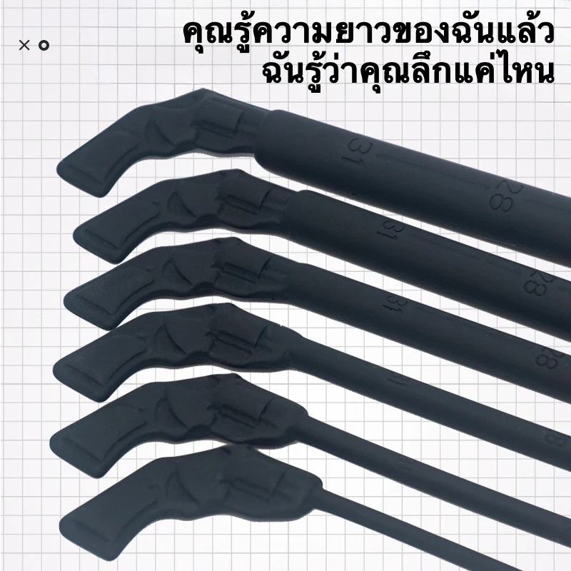 W6402未定价แท่งม้า วัสดุซิลิโคน หัวมนกลม แบบมีสเกลวัด ดีไซน์รูปปืน