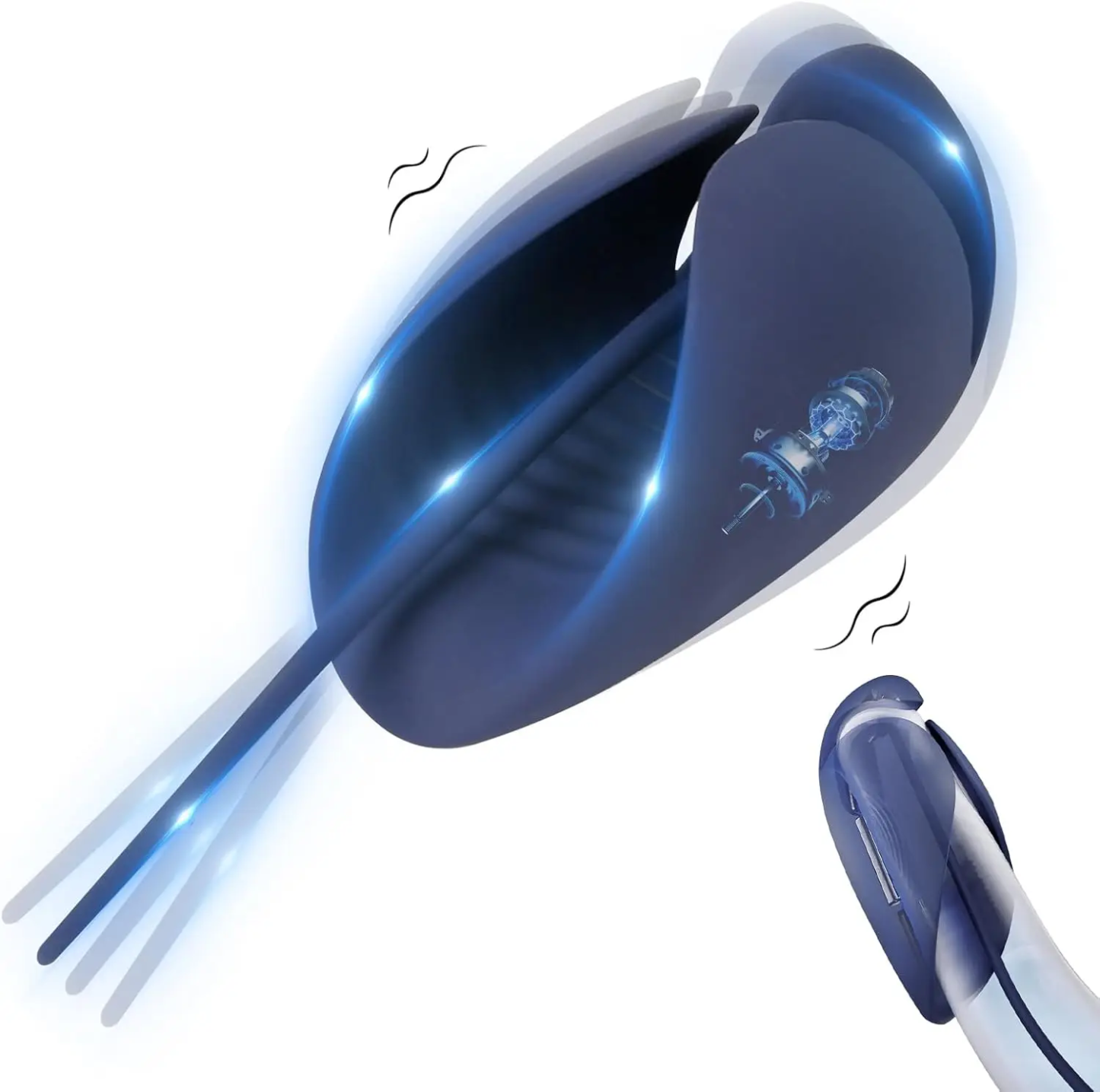 อุปกรณ์ฝึกอวัยวะเพศชาย มอเตอร์คู่ ระบบสั่น 10 ความถี่ การกระตุ้นสองระดับ ออกแบบแบบครึ่งห่อหุ้ม-sextoyfunny