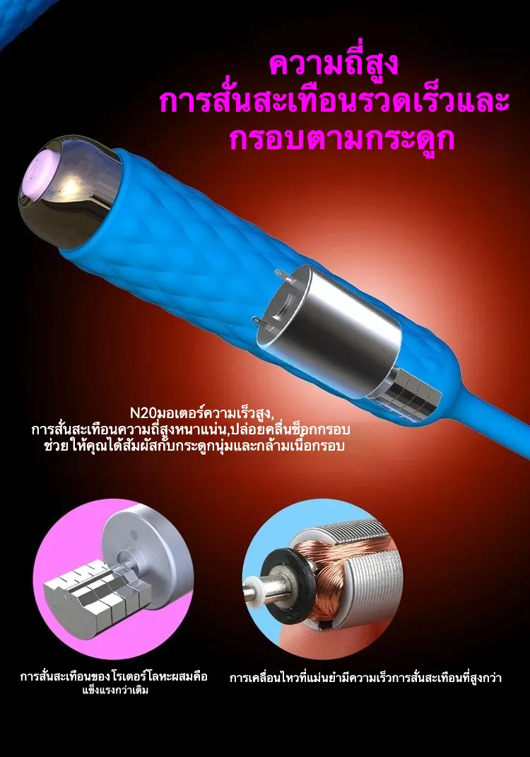 แท่งกระตุ้นท่อปัสสาวะ มอเตอร์ความเร็วสูง 3 ระดับความเร็ว ระบบสั่น 7 ความถี่ กันน้ำระดับ IPX7