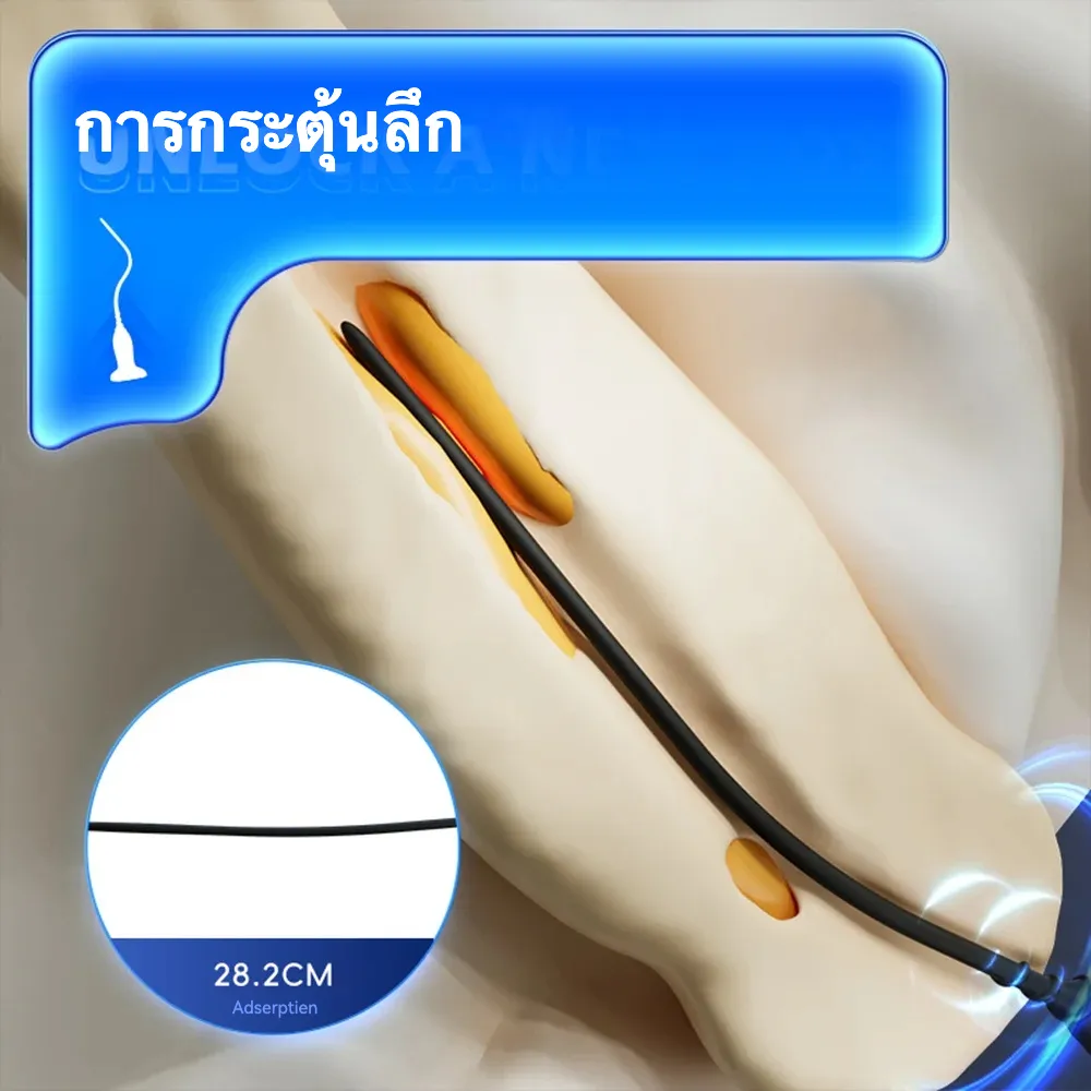 แท่งกระตุ้นท่อปัสสาวะ อุปกรณ์ดูด ระบบสั่น 10 ความถี่กำลังสูง ลายเกลียว