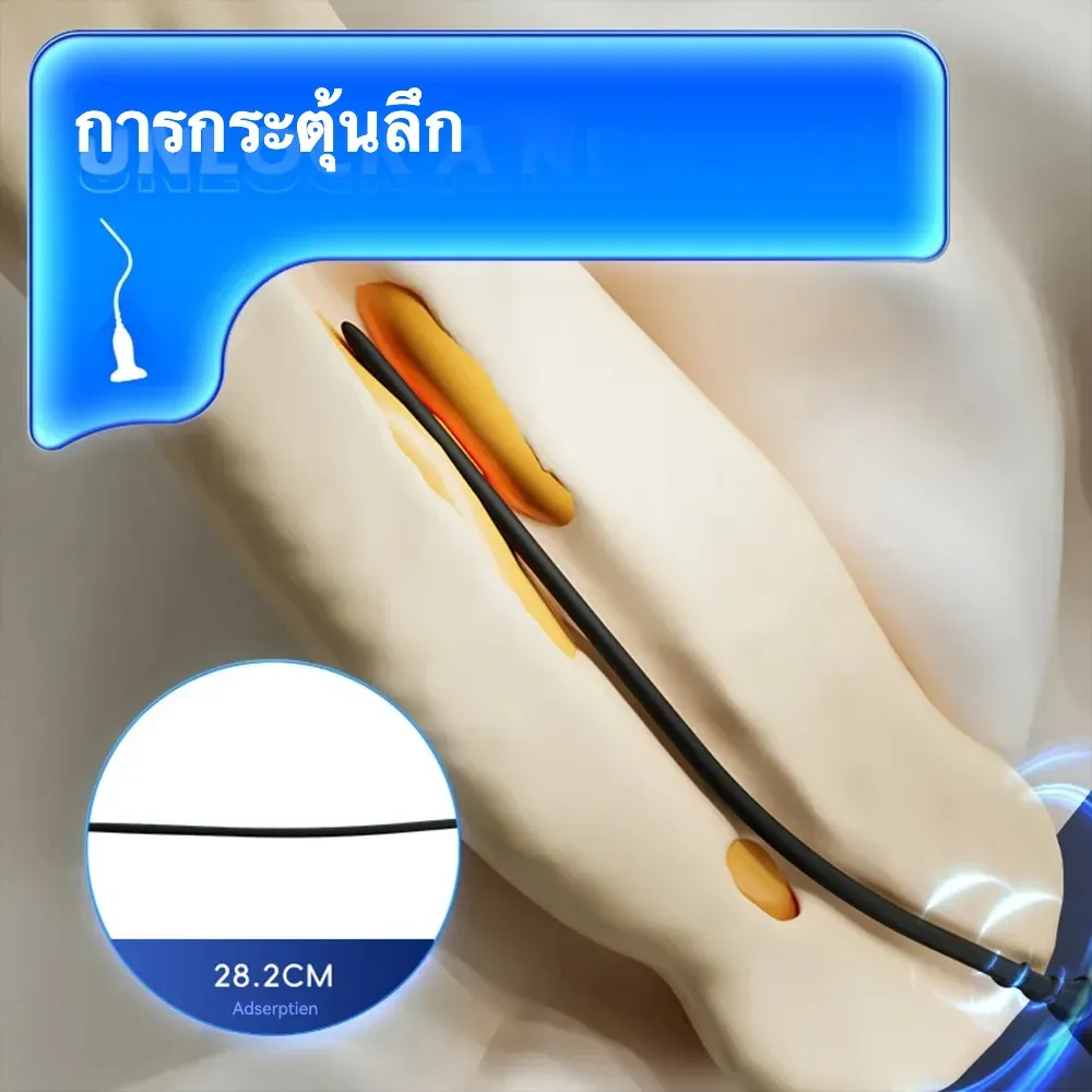 แท่งกระตุ้นท่อปัสสาวะ อุปกรณ์ดูด ระบบสั่น 10 ความถี่กำลังสูง ลายเกลียว