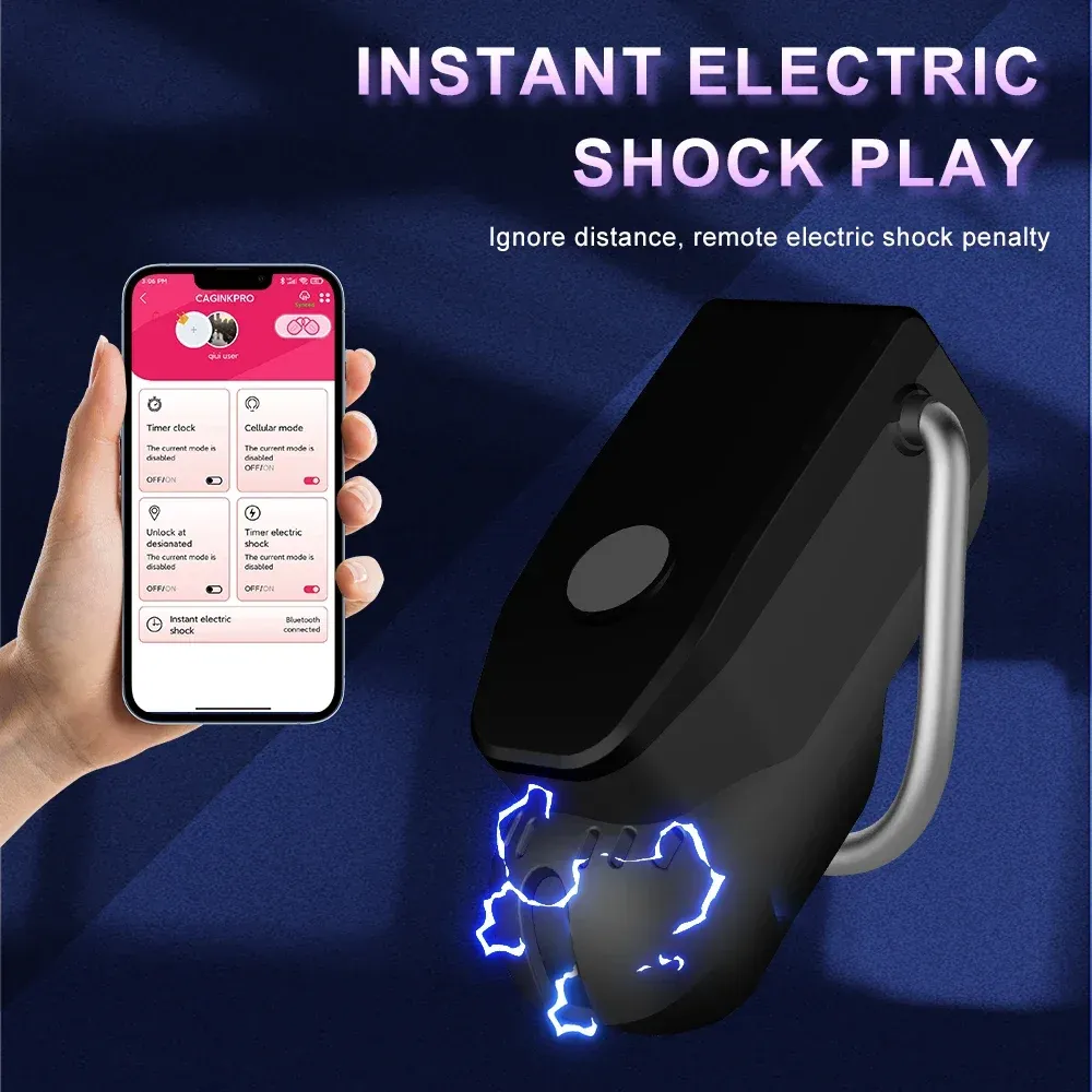 3-Level Timed Electric Shock Chastity Cage Smart OLED Screen