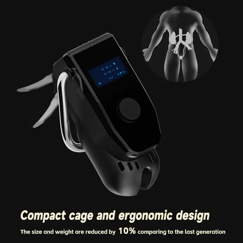 3-Level Timed Electric Shock Chastity Cage Smart OLED Screen