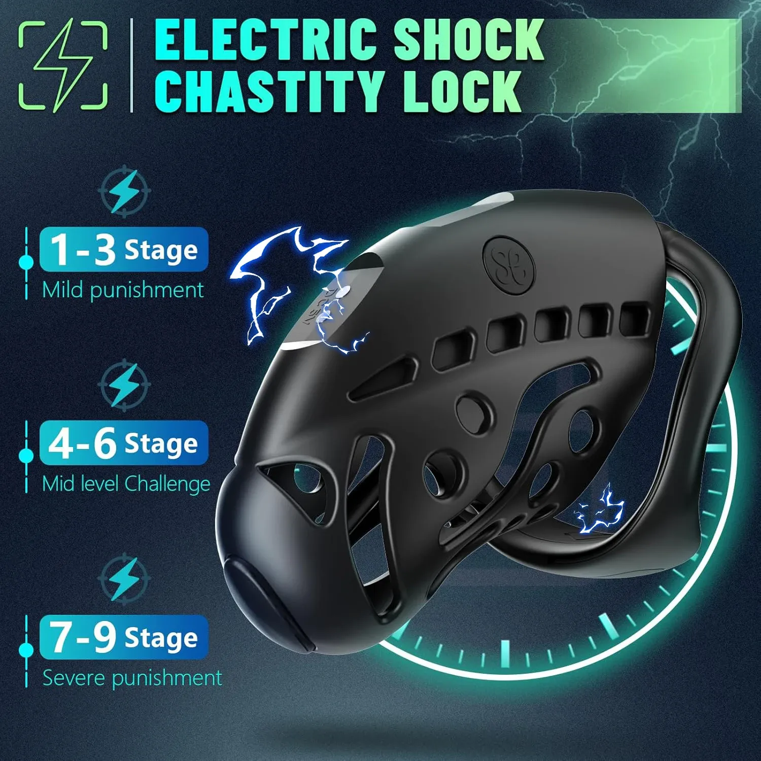 Nautilus Electric Shock Chastity Cage With Urethral Sound