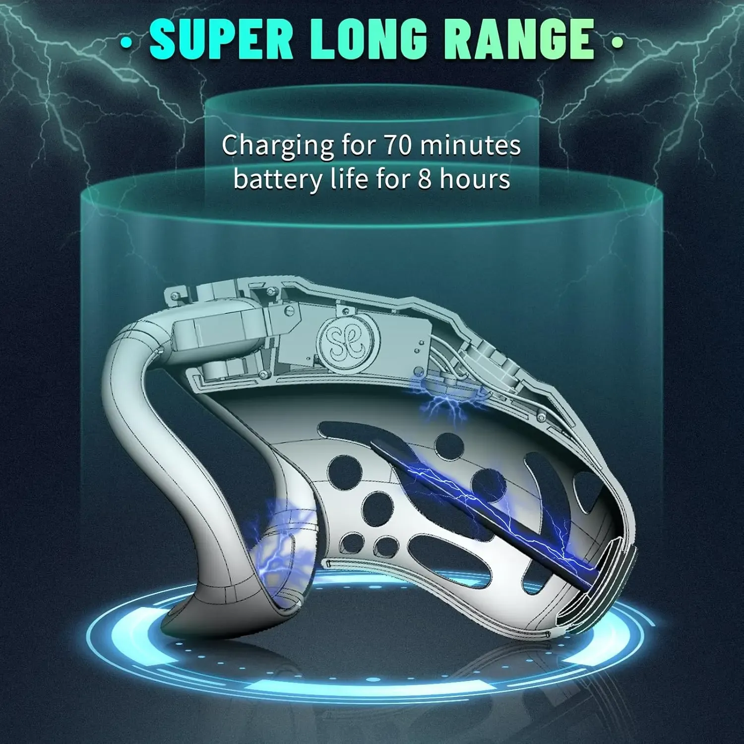 Nautilus Electric Shock Chastity Cage With Urethral Sound