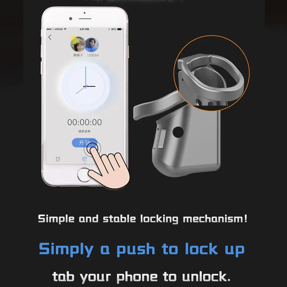 APP Offline Timing Aluminum Alloy Electric Chastity Cage